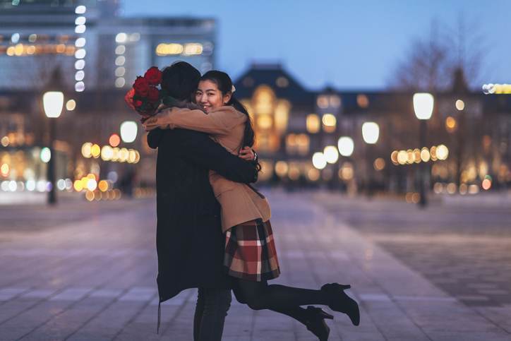 Happy Couple Hugging Each Other